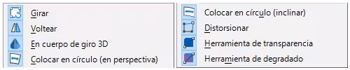 Botones de la barra de herramientas Transformaciones