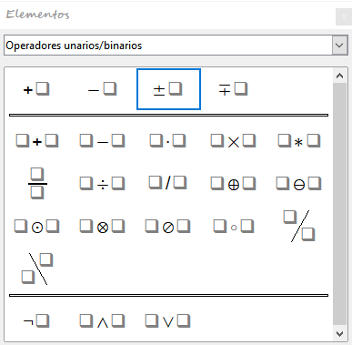 Panel Elementos