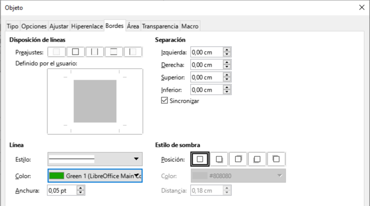 Diálogo Objeto - página Bordes