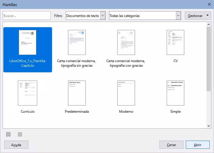 Creación de un documento a partir de una plantilla