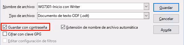 Guardar con contraseña y cifrar con clave GPG 