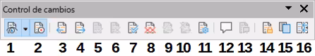 Barra de herramientas Control de cambios