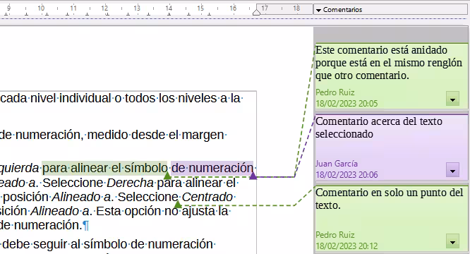 Comentarios en LibreOffice