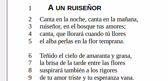 Ejemplo de numeración de renglones