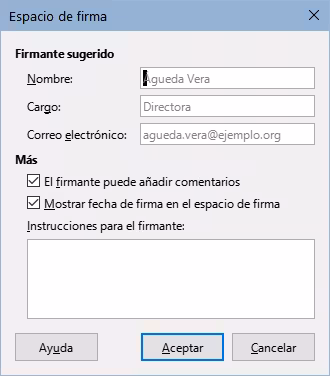 Creación de un espacio de firma