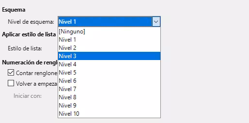 Especificar un nivel de esquema para un estilo de párrafo