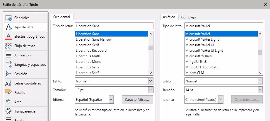 Seleccionar el tipo de letra del estilo padre Título