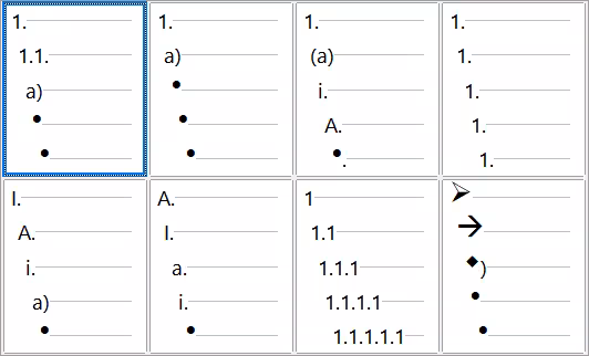 Estilos de lista con esquema predefinidos 