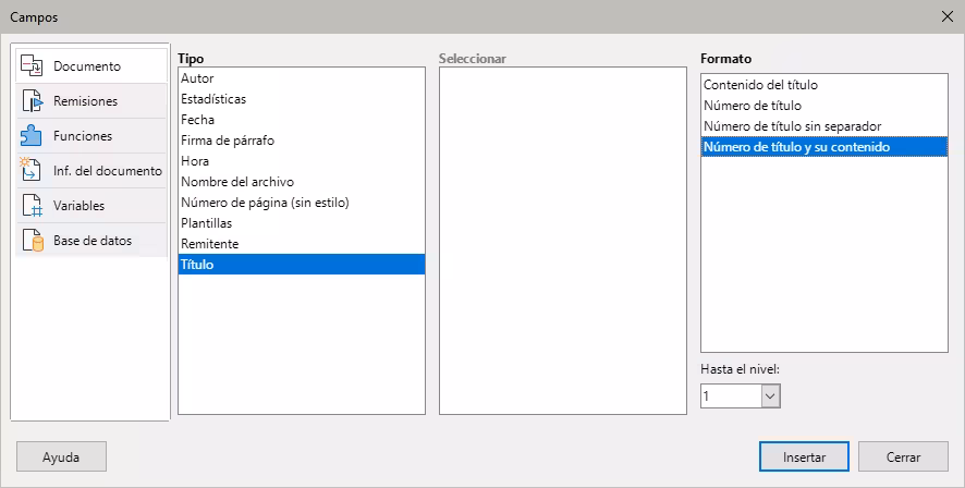 Insertar Número y nombre de capítulo en el documento