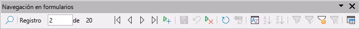 Barra de herramientas Navegación en formularios