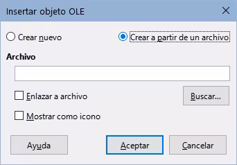 Insertar un objeto OLE a partir de un archivo