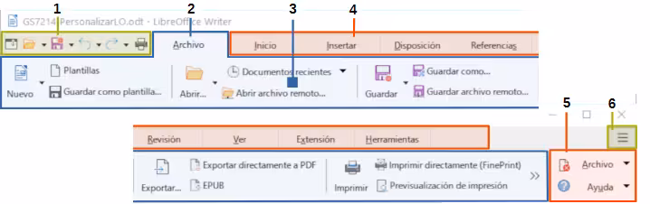 Interfaz En pestañas con el menú oculto