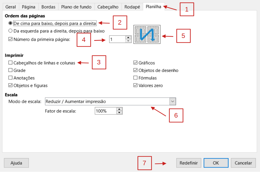 Caixa de diálogo mostrando um exemplo de controles comuns