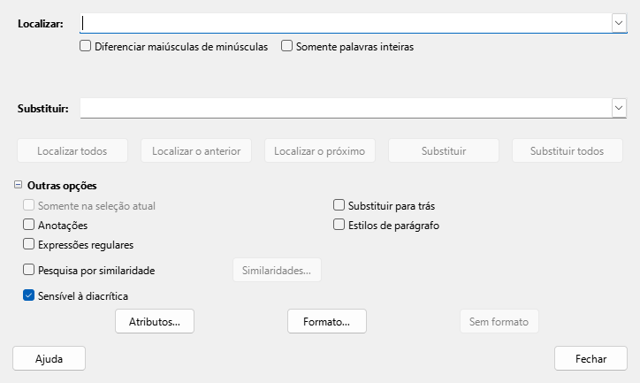 caixa de diálogo Localizar e substituir expandida