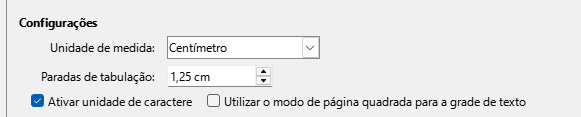 Selecionar um intervalo de parada de tabulação padrão