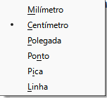 alterar a unidade de medida de uma régua