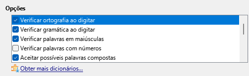 configuração das opções de hifenização