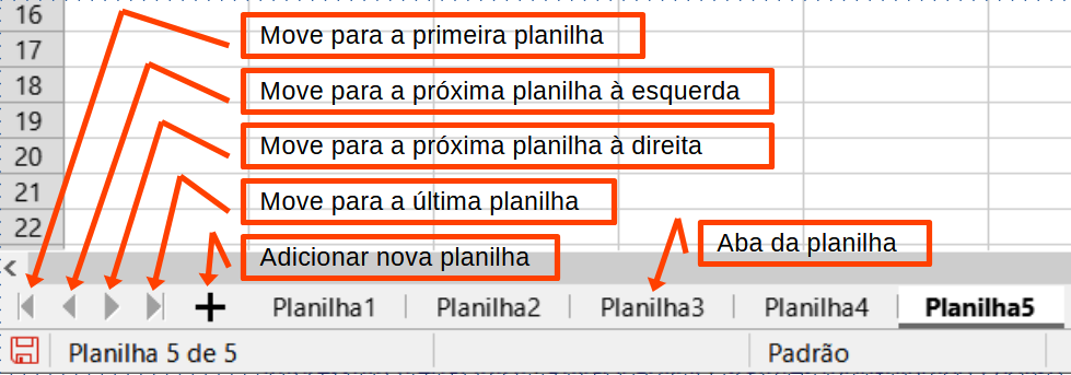 Navegar pelas abas da planilha