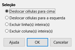 Caixa de diálogo Excluir células