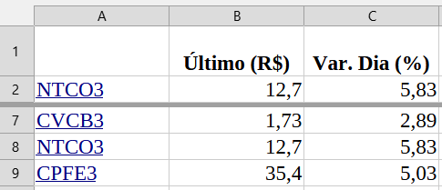 Exemplo de tela dividida