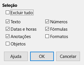Caixa de diálogo Excluir conteúdo