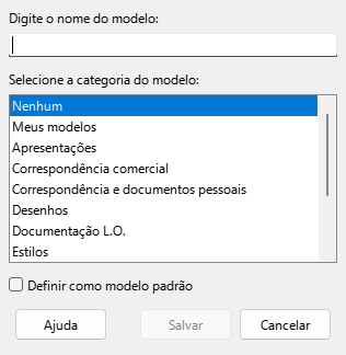 caixa de diálogo Salvar como modelo