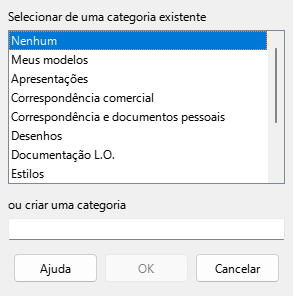 caixa de diálogo Selecionar categoria