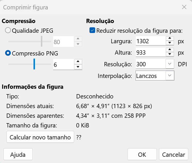 Caixa de diálogo – Comprimir figura