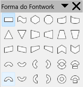 Sub-barra de ferramentas formas do Fontwork