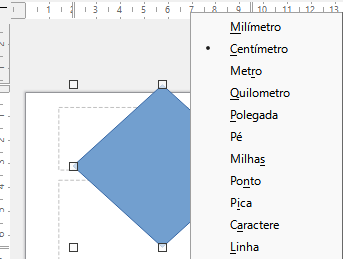 mudando unidades de régua