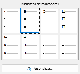 caixa de diálogo Personalizar marcadores