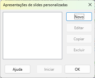 caixa de diálogo Apresentações de slides personalizadas