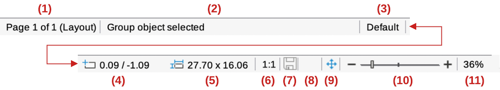 barra de Status do LibreOffice Draw