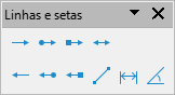 barra secundária de Linhas e setas