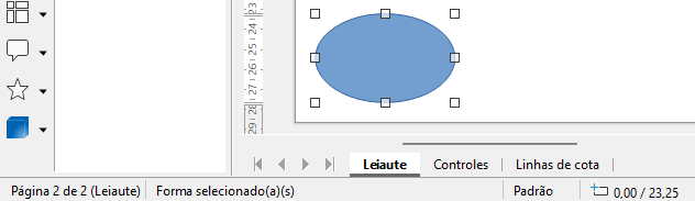 exemplo de informações do objeto na barra de Status