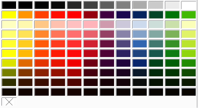 paleta de cores (barra de cores)