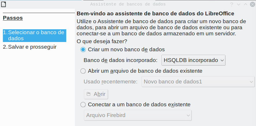 criar banco de dados