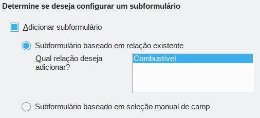 adicionando um subformulário