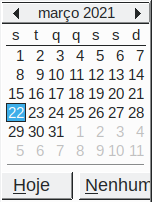 lista suspensa de calendário