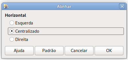 Caixa de diálogo de alinhamento.