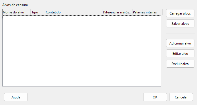 Caixa de diálogo Censura automática
