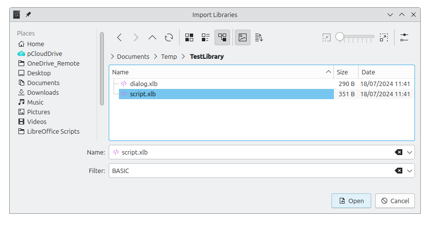 Navegar até uma biblioteca de macros