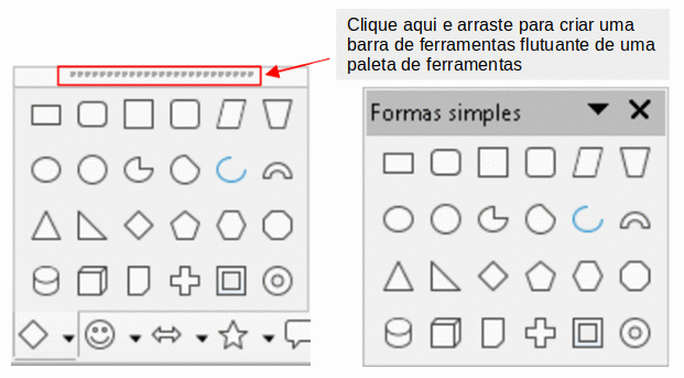 exemplo de desencaixe de uma paleta de ferramentas