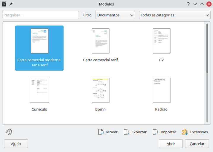 criar um documento a partir de um modelo