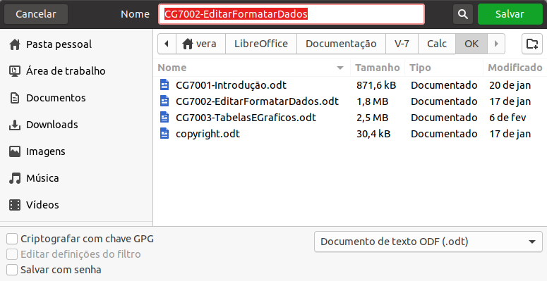 salvar com senha e criptografar com chave GPG