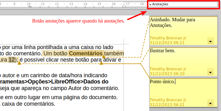 Anotações no LibreOffice Writer