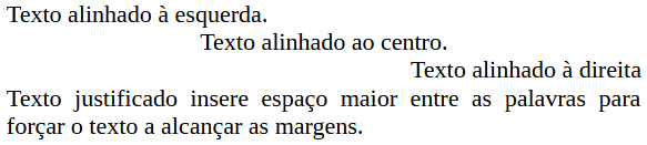 Opções de alinhamento de texto