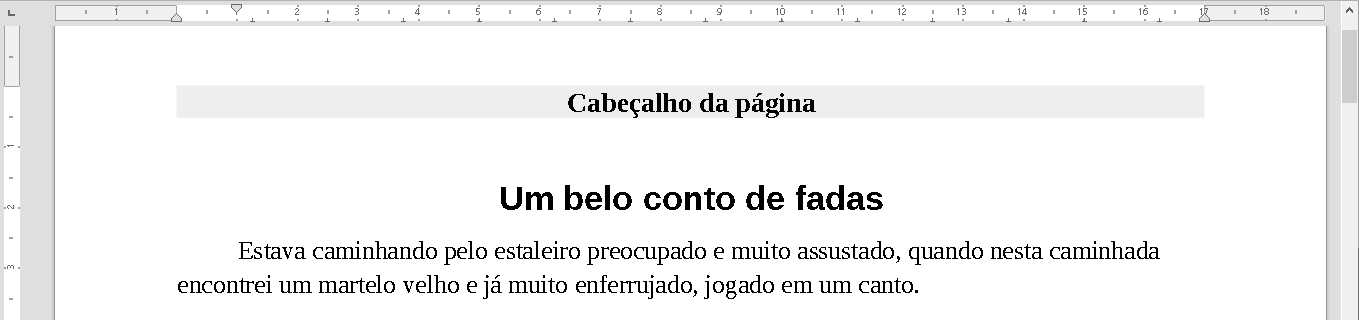 uma página com um cabeçalho de página