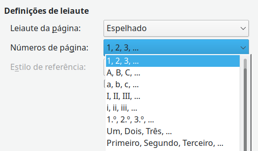 alterar o formato dos números de página