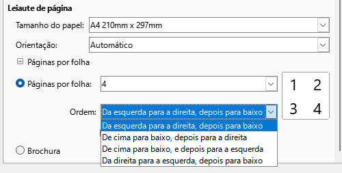 opções de ordem de impressão no Windows e Linux